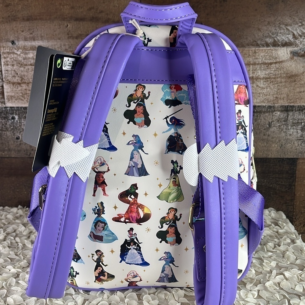 NWT DISNEY LOUNGEFLY Princess Dress Mini Backpack Purple Rare - Picture 4 of 8